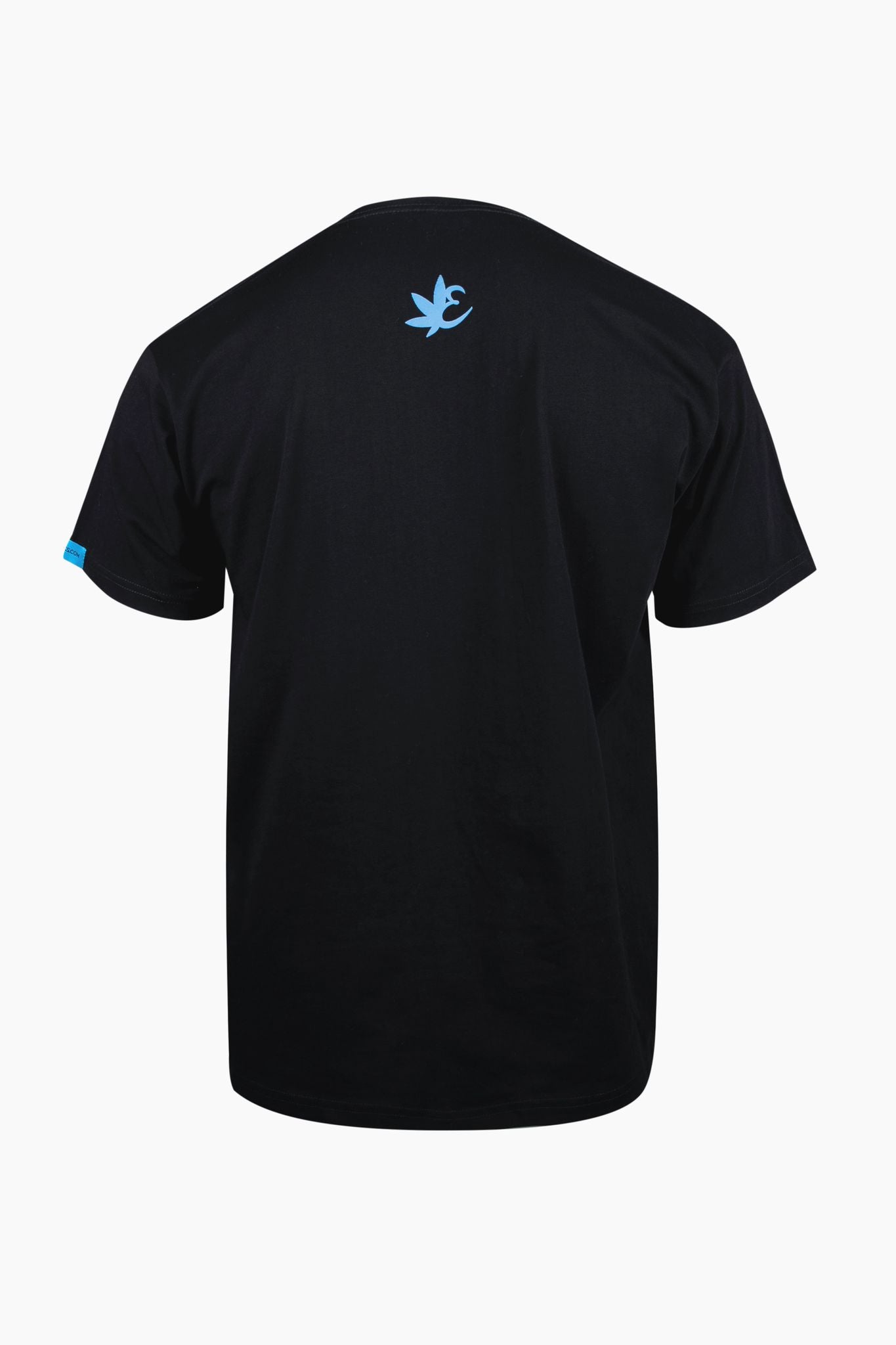 Black Exotics tee t-shirt with blue logo on back