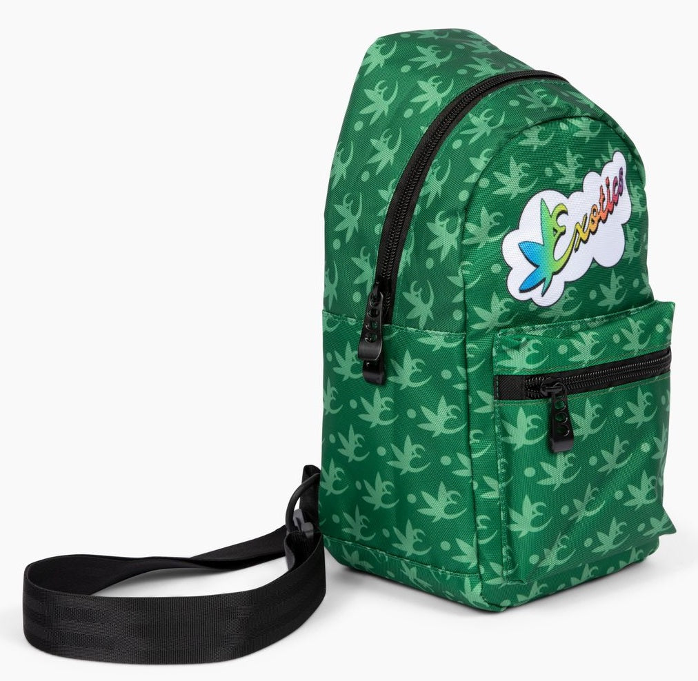 Green Exotics crossbody shoulder bag with rainbow logo