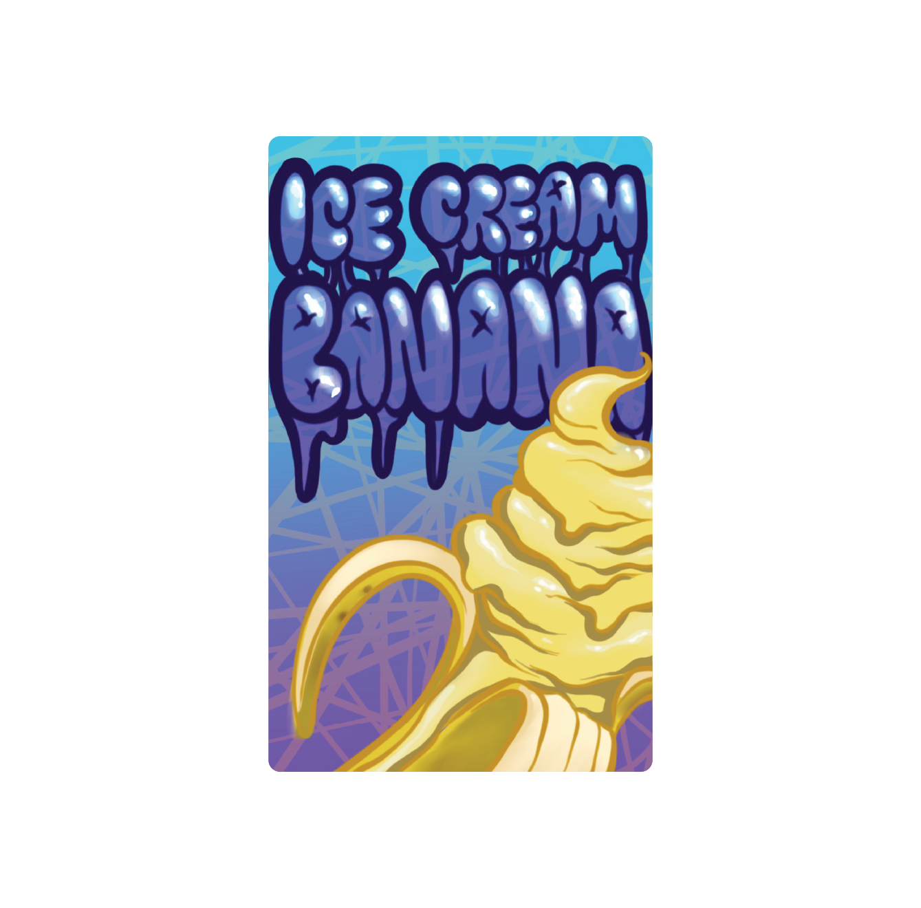 Exotics Ice Cream Banana cannabis hybrid strain label artwork