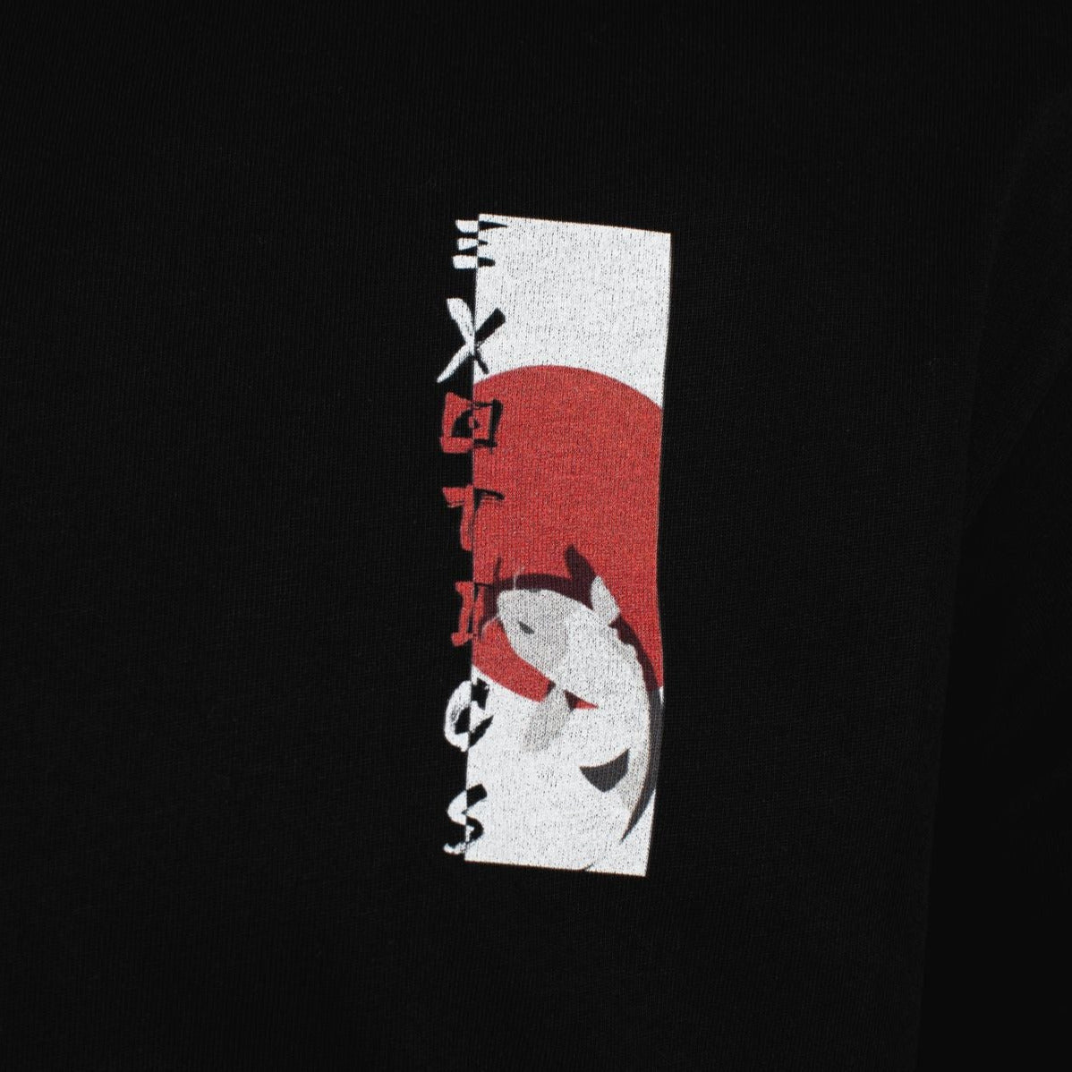 Exotics koi fish design on front of black tee t-shirt