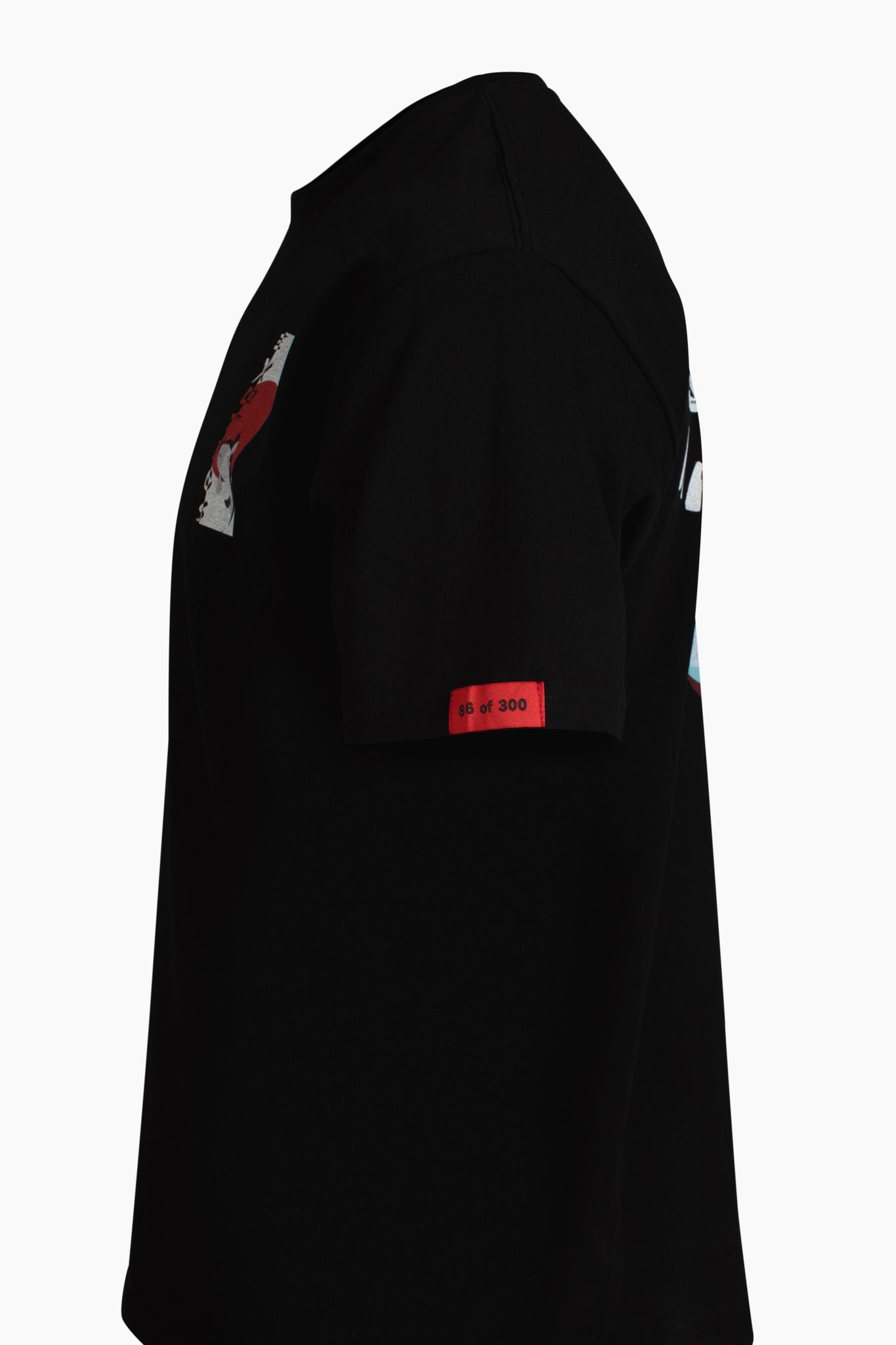 Side view of black Exotics koi fish tee t-shirt