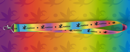 Exotics logo rainbow lanyard