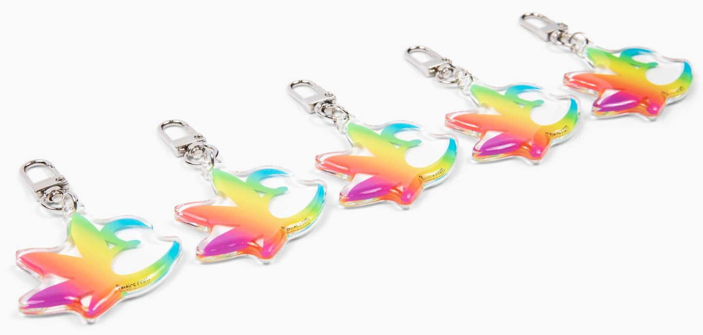 Five Exotics rainbow monogram logo keychains