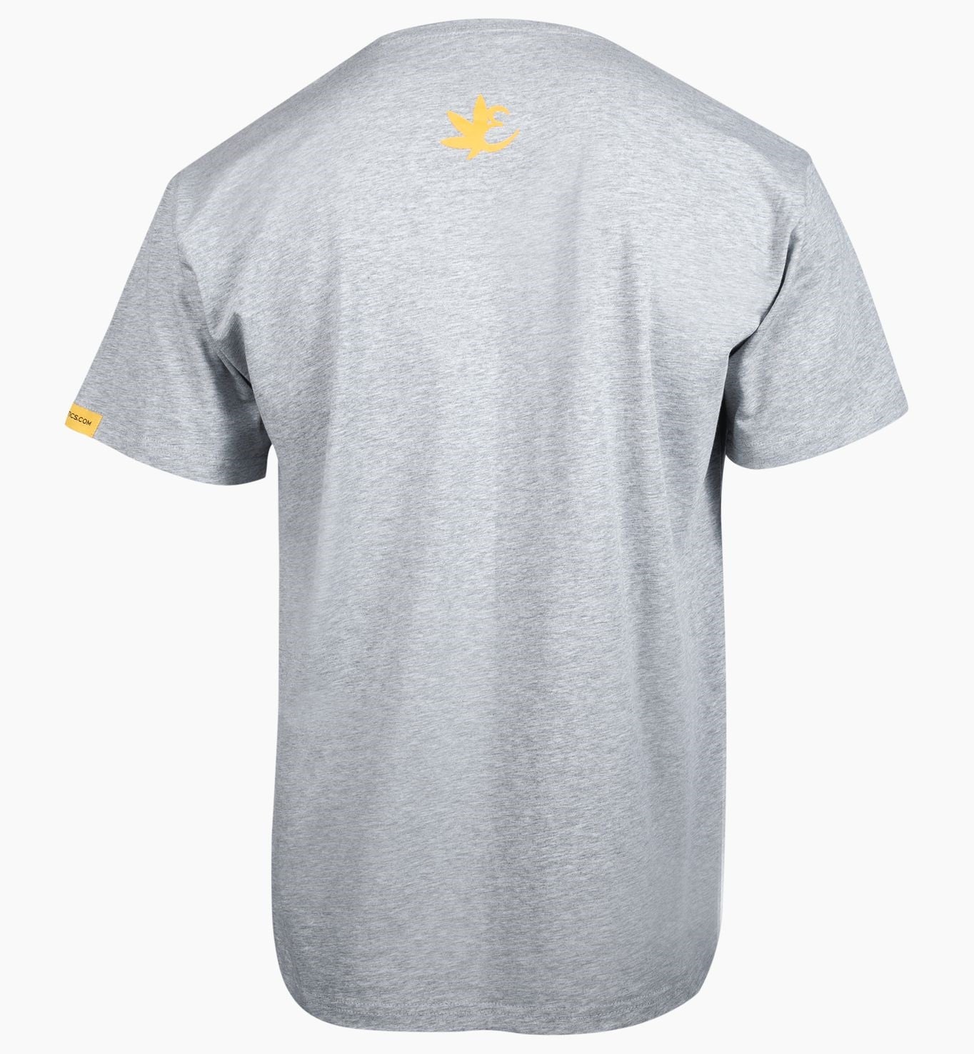 Gray Exotics tee t-shirt with orange logo on back