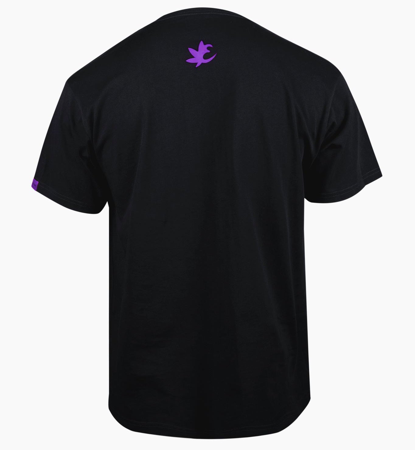 Black Exotics tee t-shirt with purple logo on back