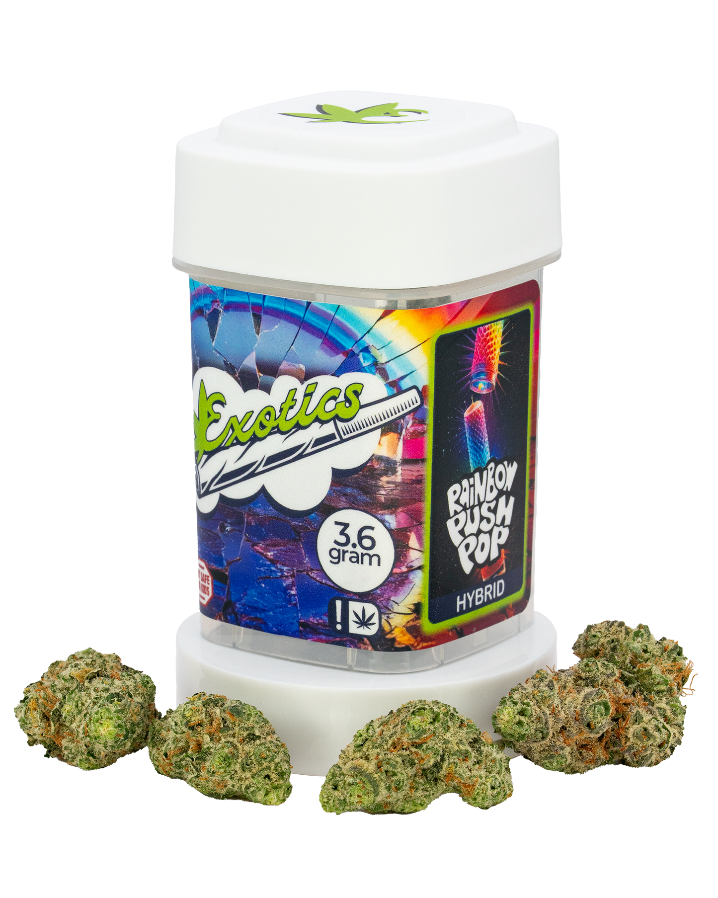 Exotics Rainbow Push Pop cannabis indica hybrid strain