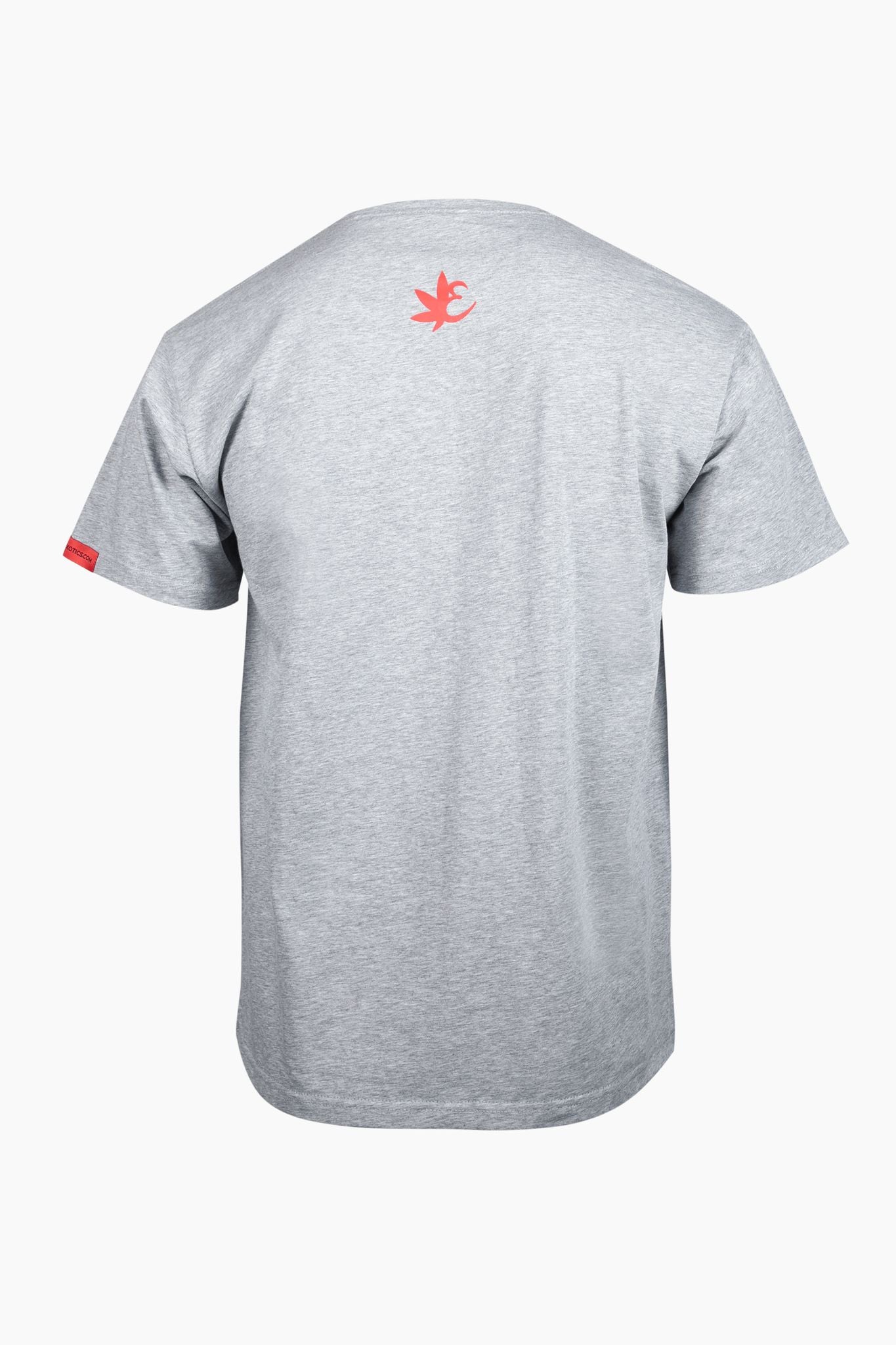 Gray Exotics tee t-shirt with red logo on back