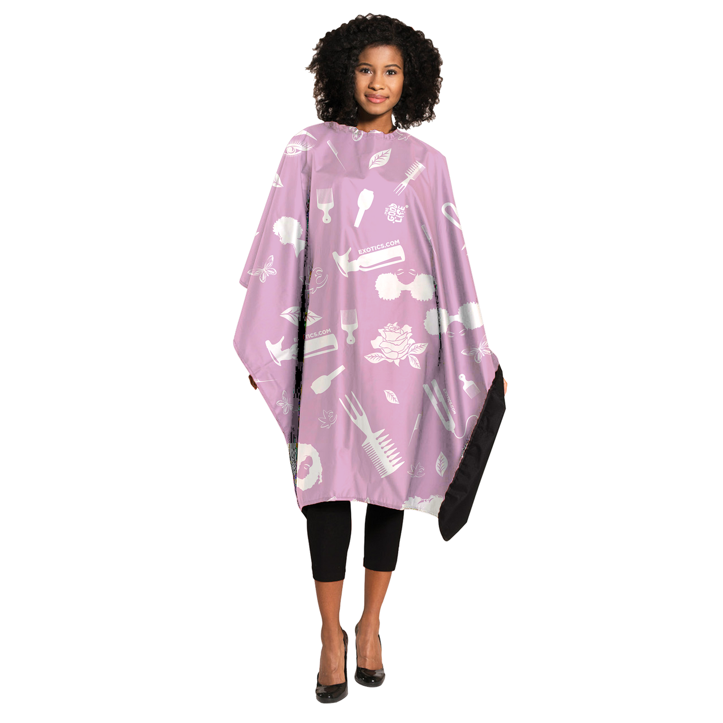 Pink and white Exotics salon cape