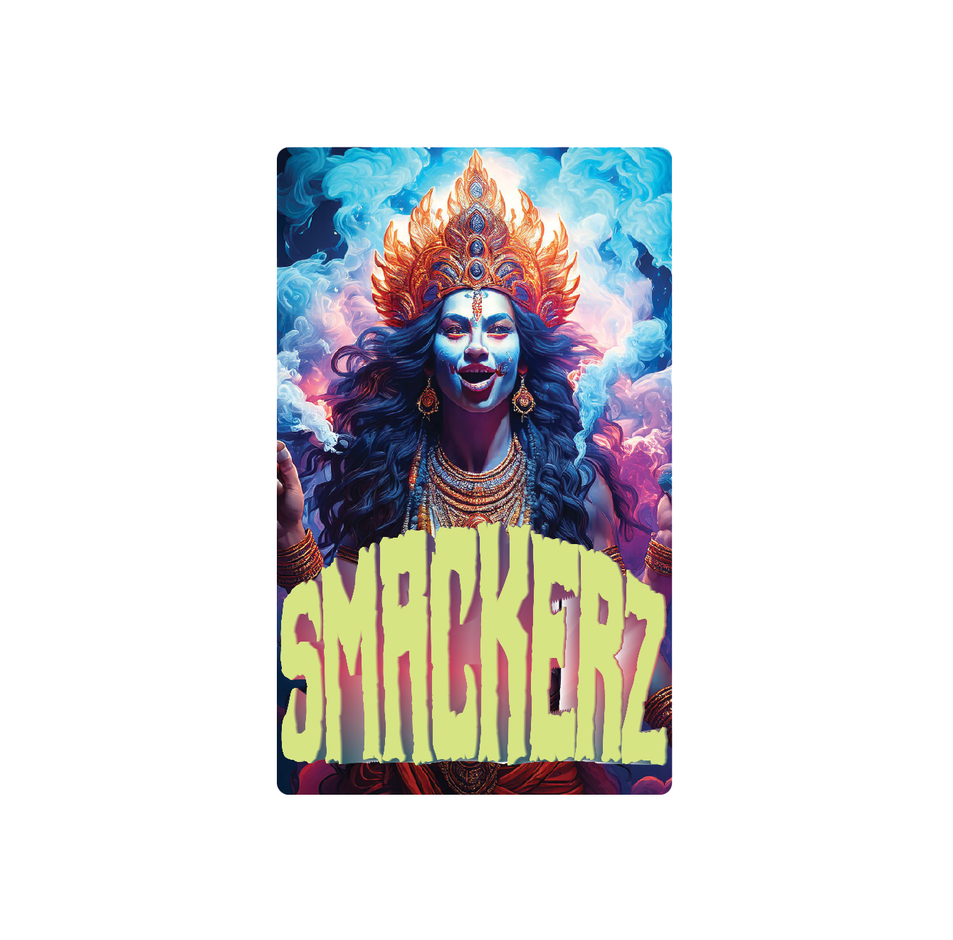 Exotics Smackerz cannabis indica hybrid strain label artwork