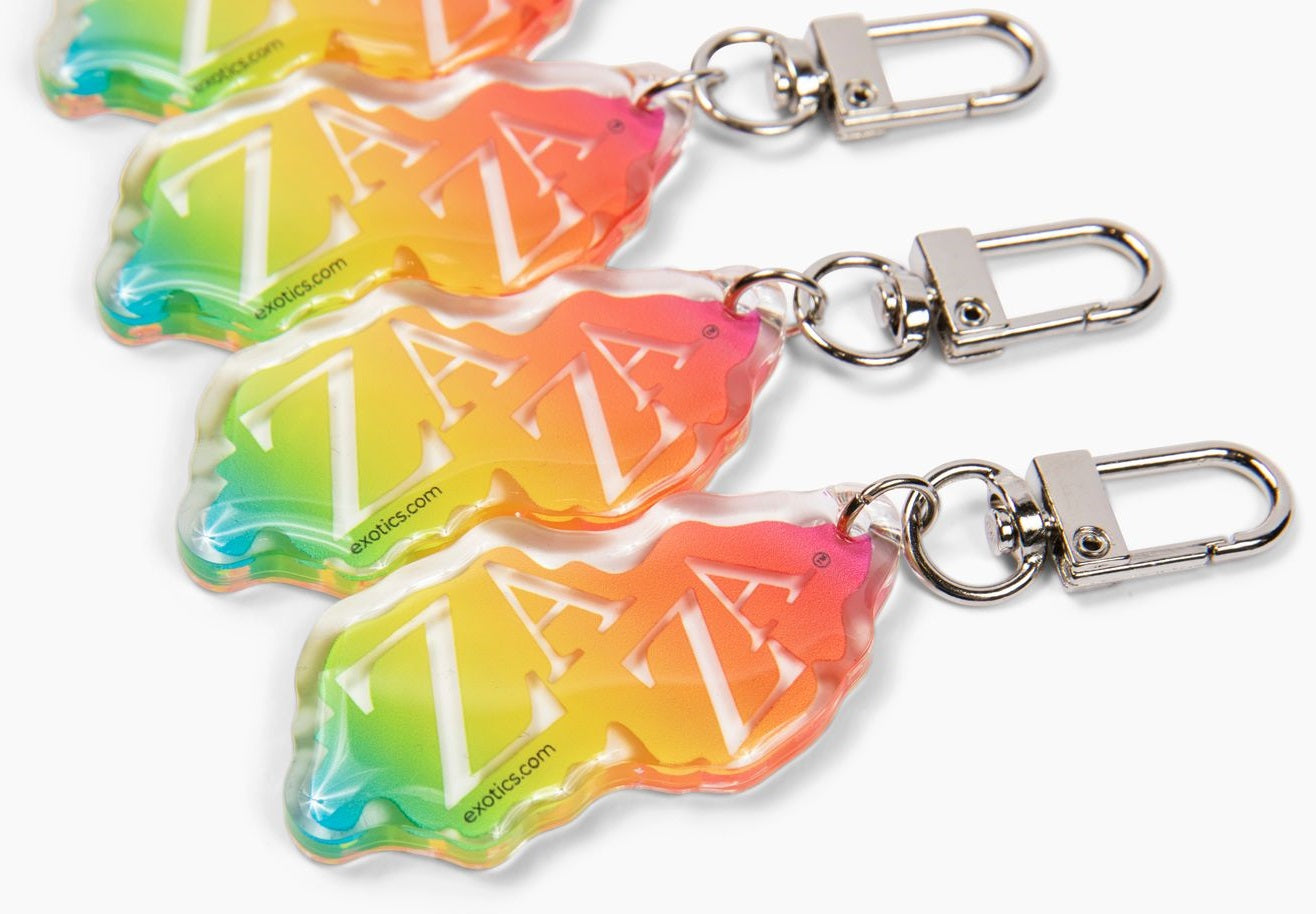 Four Exotics rainbow ZaZa logo keychains