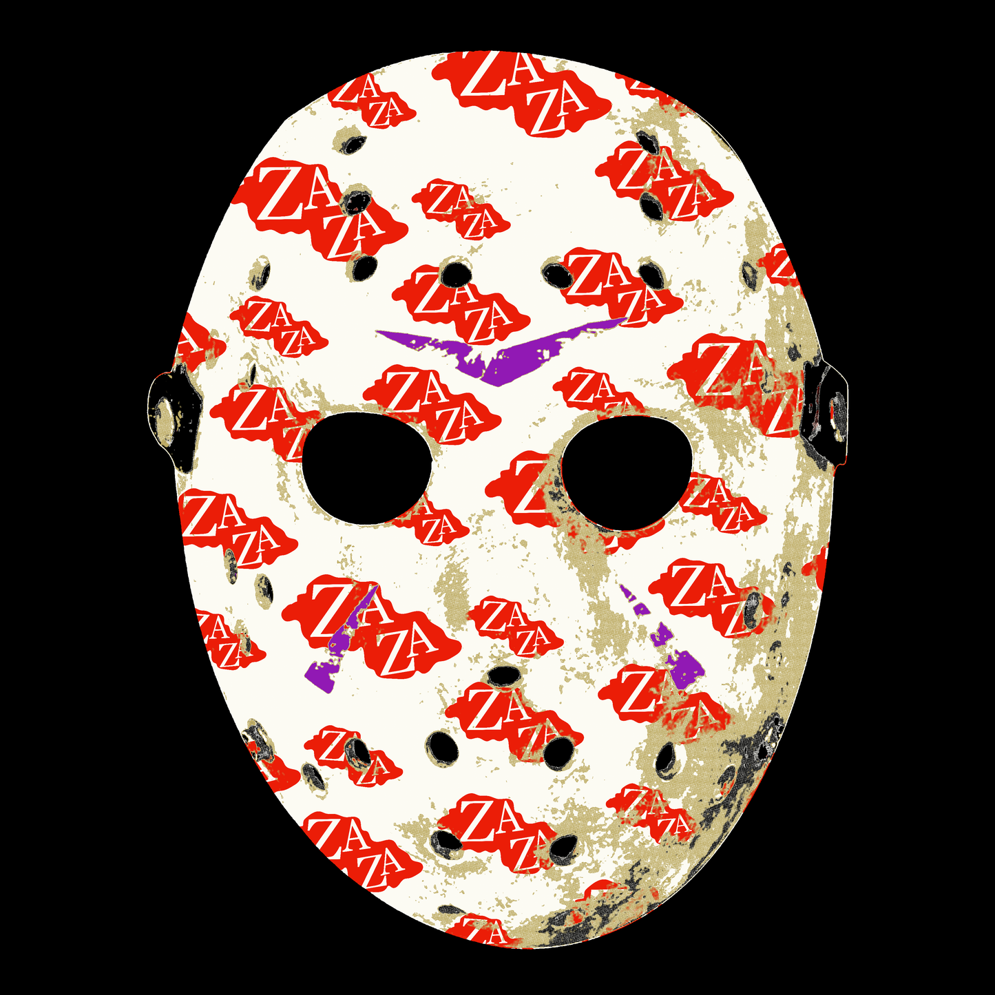 Red Jason mask design with Exotics Zaza logos