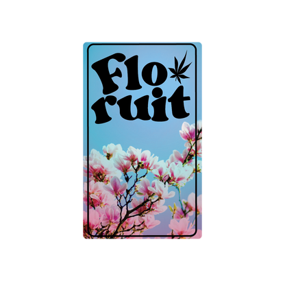 Exotics Flo Ruit cannabis hybrid strain label artwork