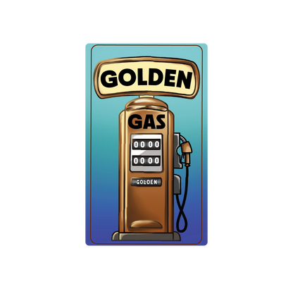 Exotics Golden Gas cannabis hybrid strain label artwork