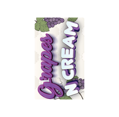 Exotics Grapes N Cream cannabis hybrid strain label artwork