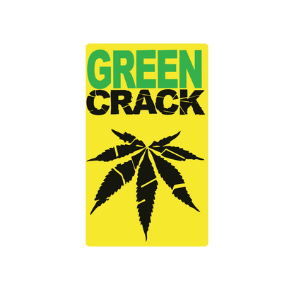 Exotics Green Crack sativa cannabis strain label artwork