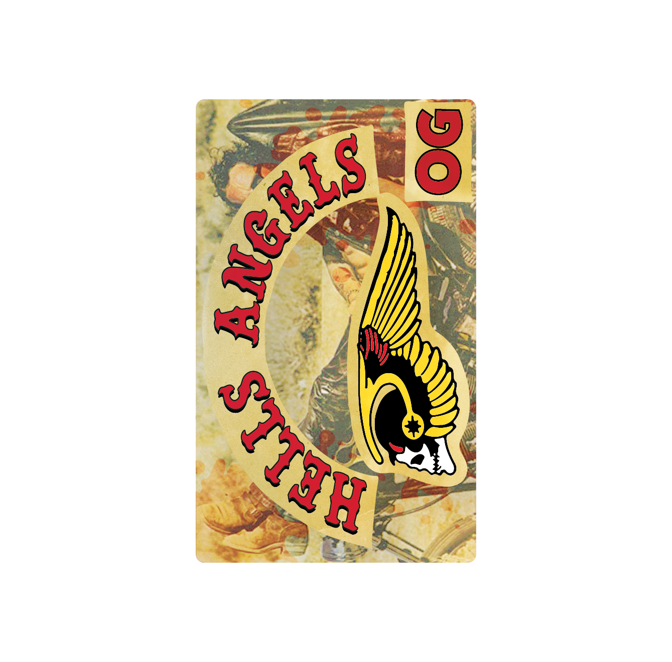 Exotics Hells Angels OG cannabis indica hybrid strain label artwork