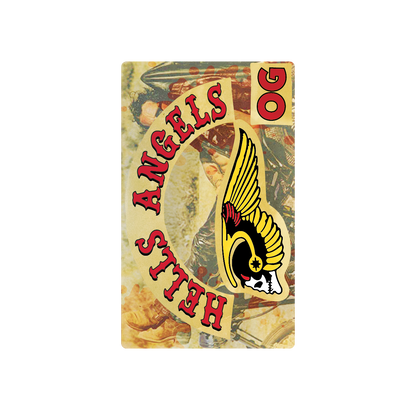 Exotics Hells Angels OG cannabis indica hybrid strain label artwork