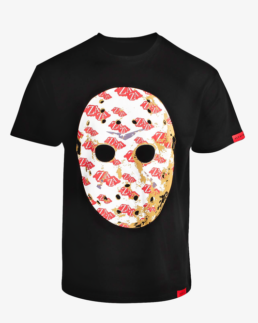 Black Exotics t-shirt tee with red Jason mask and Zaza logos