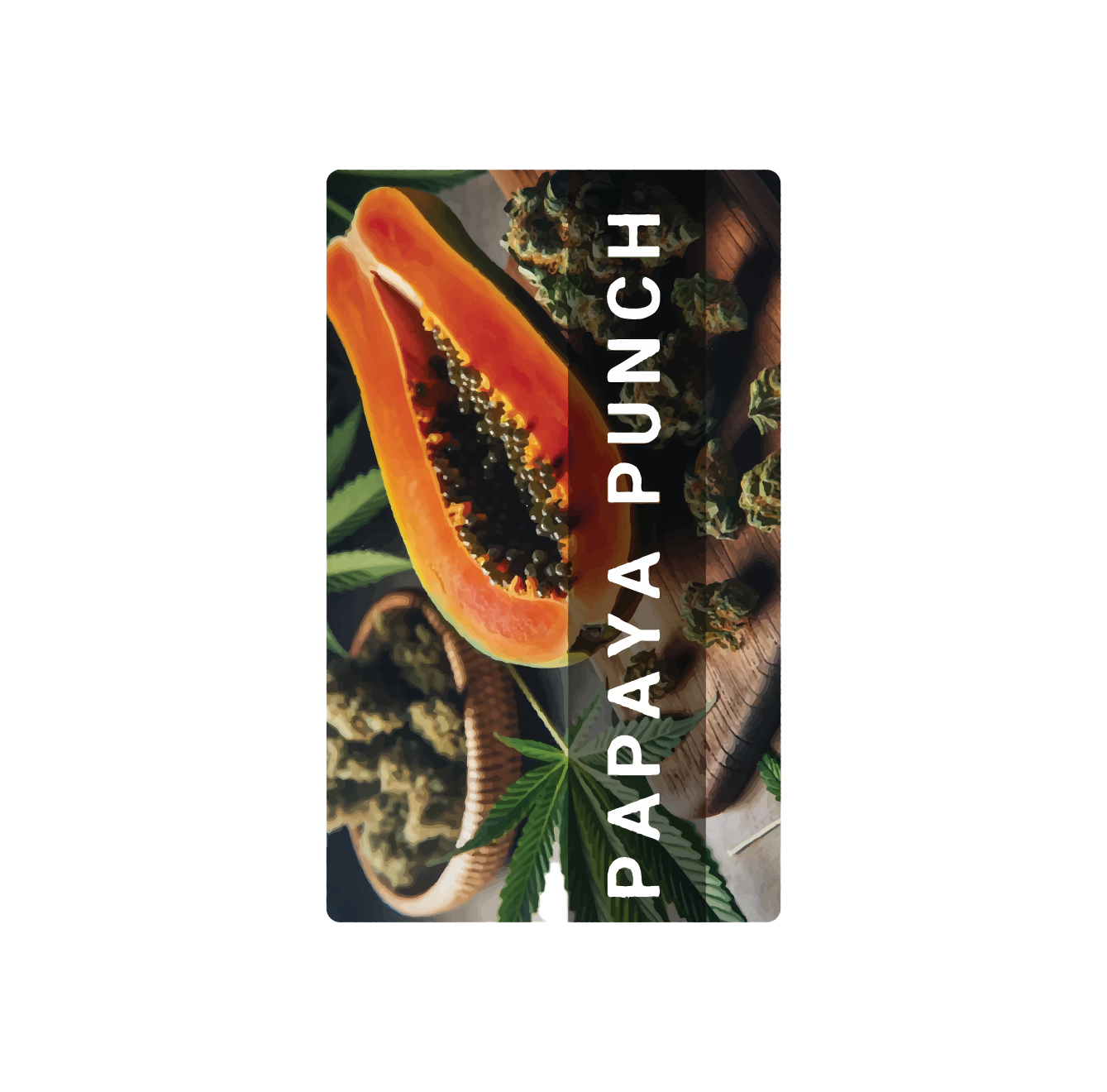 Exotics Papaya Punch cannabis indica hybrid strain label artwork