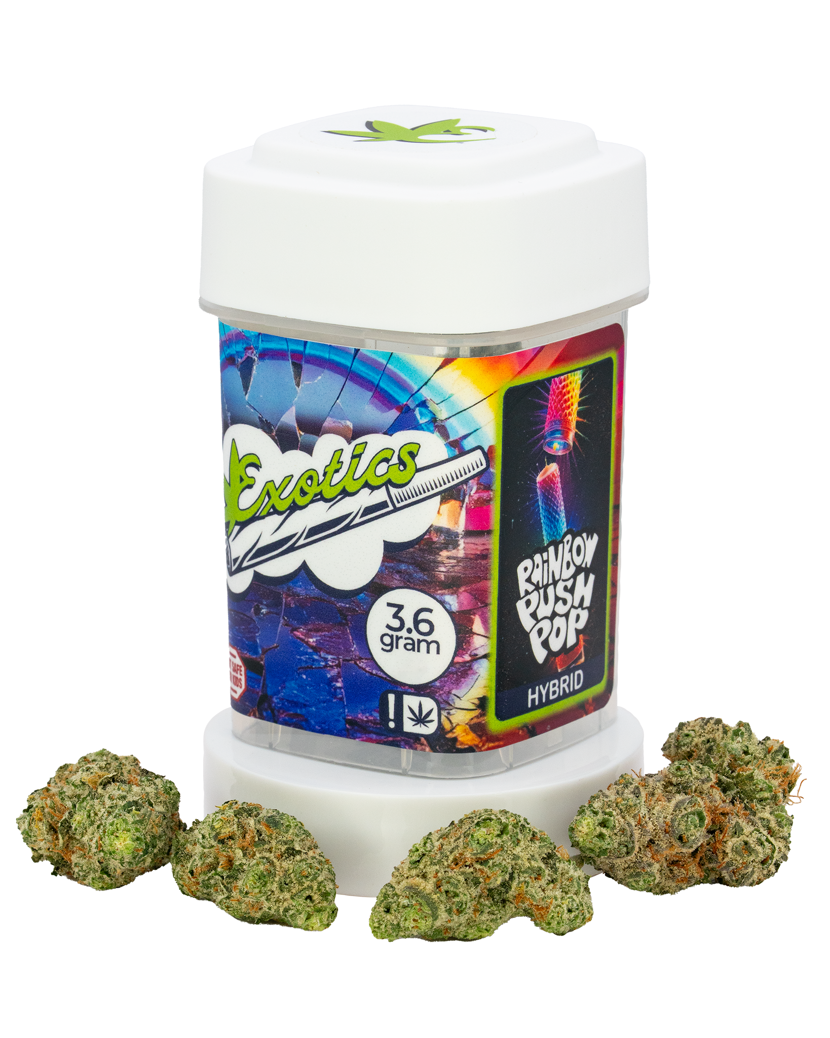 Exotics Rainbow Push Pop cannabis indica hybrid strain