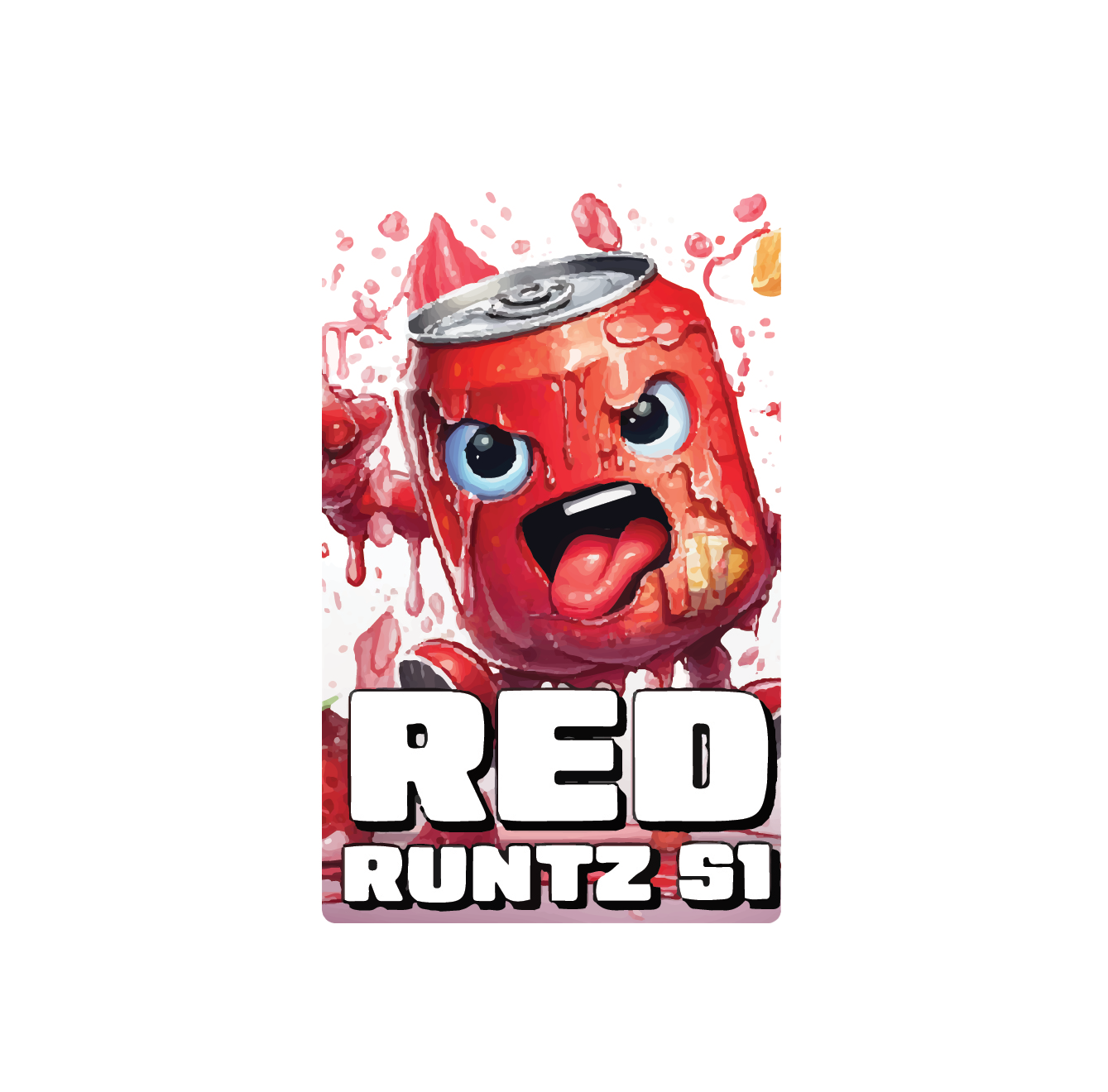 Exotics Red Runtz hybrid cannabis strain label artwork