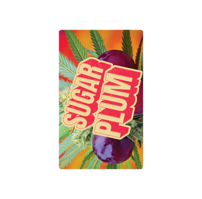 Exotics Sugar Plum sativa cannabis strain label artwork